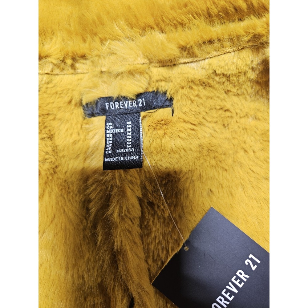 Womans Forever 21 Moto Jacket Size M Medium Yellow Mustard Sherpa Lined - Picture 6 of 9